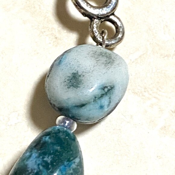 2/$20, Natural Teal Tree Agate Necklace, Genuine Gemstone Lariat Cord Necklace - Picture 10 of 13